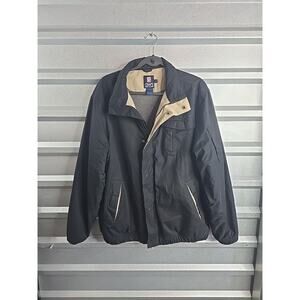 Chaps Ralph Lauren Mens Jacket Medium Black Lightweight Zip Windbreaker